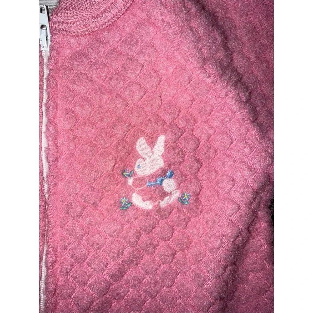 Vtg Carter's Pink Quilted Footie Pajamas Sz 0-6 Months Baby Sleeper Bunny Rabbit